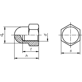 Hutmutter DIN 1587 Polyamid hohe Form