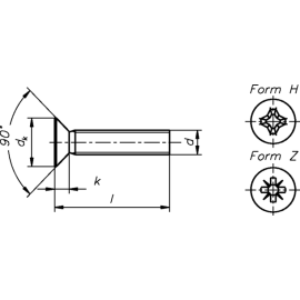 Senkkopfschrauben DIN 965 4.8 galv. verzinkt