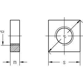 Vierkantmutter DIN 562 niedrige Form galv. verzinkt