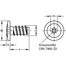 Beschlagschraube mit Eurogewinde für Schubkastenblenden