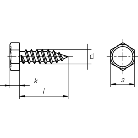 Sechskant-Blechschrauben DIN 7976 galv. verzinkt