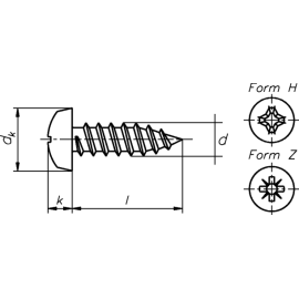 Blechschrauben DIN 7981 schwarz verzinkt