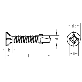 Bohrschrauben mit Flügeln und Rippen DIN 7504-O