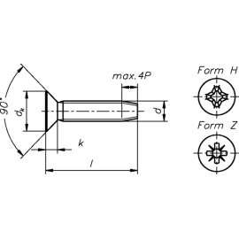 Gewindefurchende Schrauben DIN 7500 Form M galv. verzinkt