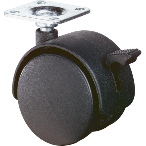 Kunststoff-Doppelrolle mit Platte 40mm mit Feststeller