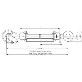 Spannschloß DIN 1480 galv. verzinkt Haken/Öse