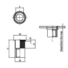 Blindnietmuttern A2 Senkkopf