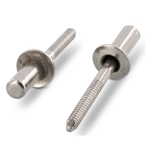 Dichtblindnieten mit Flachkopf, gerillter Nietdorn A2