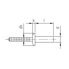 Dichtblindnieten mit Flachkopf, gerillter Nietdorn A2
