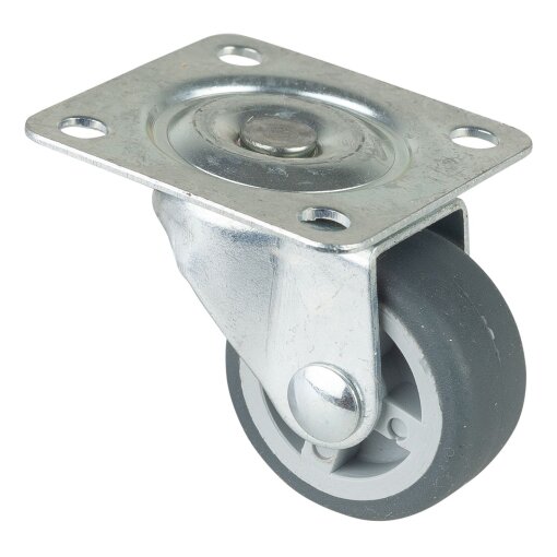 Lenkrolle 30 mm, 40x40 mm Platte Gummirad F26.031