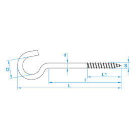 Gebogene Schraubhaken Edelstahl A2