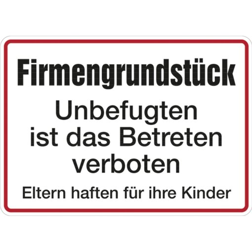Hinweisschild Firmengrundstück, Aluminium, 250 x 350 mm