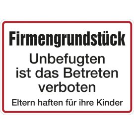 Hinweisschild Firmengrundstück, Aluminium, 250 x 350 mm